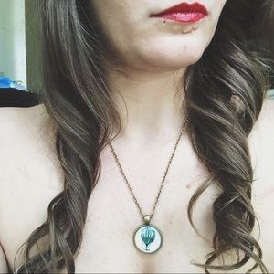 Hot air balloon pendant bronze chain necklace